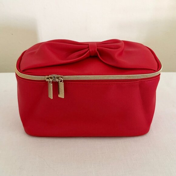 Take a Bow Red Bow Cosmetic Travel Bag Inner Pocket Ipsy Makeup 8.5inx5inx4.5in - Picture 11 of 11